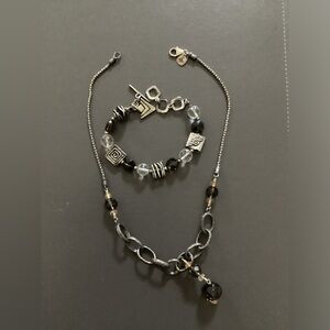 Silpada brown and clear stone necklace and bracelet set